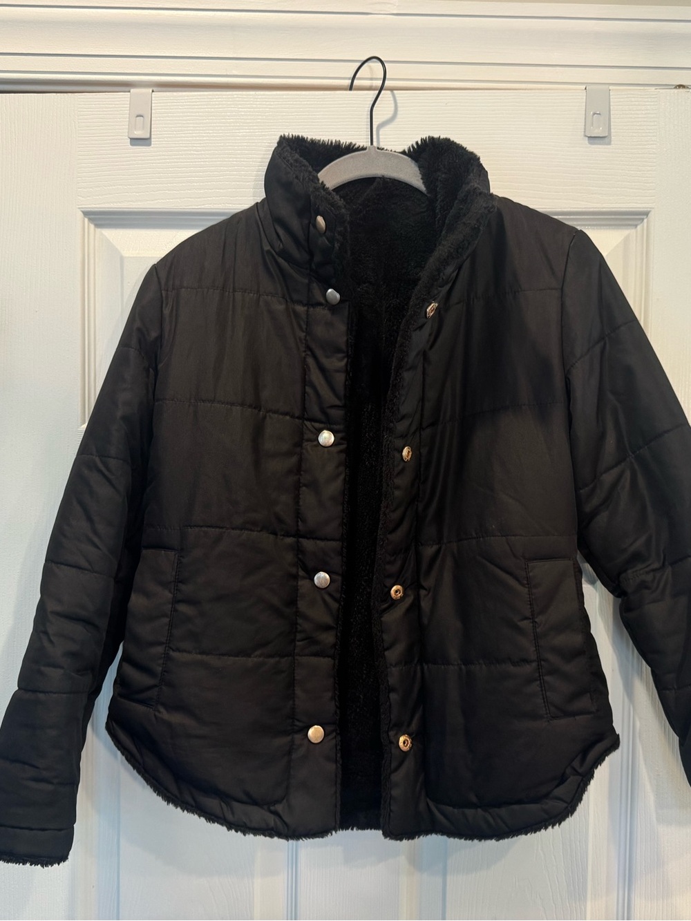 Girls size 8/10 Black Quilted Fleece-Lined Jacket